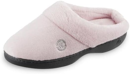 Isotoner Women’s Classic Mixed Microterry Hoodback Slippers, Peony, Large/8.5-9 M US