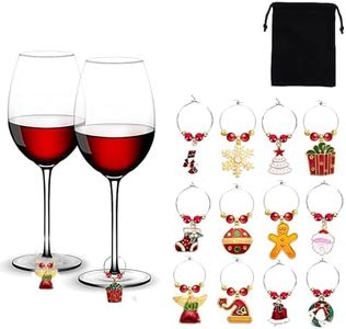 DXYSQRX 12 Pack Christmas Wine Glass Charms Holiday Drink Markers Wine Glass Decoration
