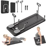 ARCHEXE Upgraded Pilates Reformer Board, Foldable 5 in 1 Pilates Machine, Multifunctional Full Body Workout Trainer Auto Rebound, Strength & Balance Ab Roller Training for Home & Gym (Black)