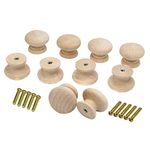 10PCS Round Wood Drawer Knob Unfinished Cabinet Furniture Drawer Knobs Mushroom Shape Pulls Handles Hardware for Drawer Wardrobe Dresser