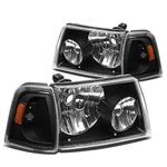 DNA MOTORING HL-OH-FRAN01-BK-AM Pair of Headlights Compatible with Ford Ranger 2001-2011, Black Housing/Amber Corner