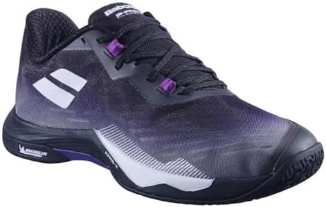 Babolat Shadow Tour 5 Badminton Shoes with Michelin Rubber Outsole, Advanced Cushioning, for Indoor Court Play (Black/Purple, UK Footwear Size System, Adult, Men, Numeric, Medium, 8)