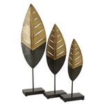 Deco 79 Contemporary Metal Nature Sculpture, Set of 3 17", 19", 26"H, Gold