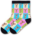 K. Bell Women's Dog Lover Novelty Casual Crew Socks, Chihuahua (Multi), Shoe Size: 4-10