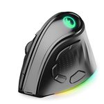 IFYOO 2.4G and BT 5.1 Dual Mode RGB Rechargeable Wireless Vertical Ergonomic Mouse, 5 Side Buttons, Max 8400 DPI, for PC Computer Notebook Laptop, for Windows 11 10, Mac iPad OS, Android - Black2