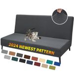 XINEAGE 2024 Newest Futon Cover Stretch Armless Sofa Bed Cover Anti-Slip Furniture Protector Without Armrests Slipcover with Elastic Bottom (Futon, Dark Gray)