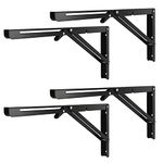 FlyGulls Folding Shelf Brackets 4pack Foldable Right Angle Brackets Black White Wall Mounted Brackets for Shelves (Black) 16"