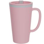 Copco Cone 16oz Insulated Travel Mug with Handle, Double Wall, Slide-Closure Lid, BPA-Free, Microwave & Dishwasher Safe, Reusable Plastic Travel Coffee Tumbler - Portable Coffee Cup (Pink)