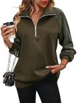 Zeagoo Sweatshirts for Women Long Sleeve Pullover Lightweight Sweatshirt Casual Trendy Y2k Clothes, Dark Army Green L