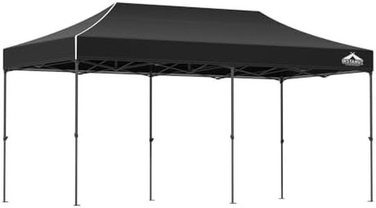 Instahut Gazebo 3x6, Pop Up Camping Tent Marquee Folding Black Gazebos Garden Outdoor Wedding Party Canopy Patio, Water Resistant and UV PU Coating