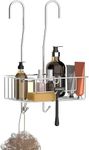 Bamodi Shower Caddy Hanging Stainless Steel - Rustproof Hanging Basket with Hooks-Shower Shelf Bathroom Accessory with Silicone Sleeves and Rubber Rings for Noise Cancelling (15.7x 9.8x 5 Inches)