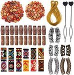 105 Pieces Hair Accessories for Braids, Wood Beads for Braiding Hair, Classic Retro Style Metal Cuffs Tubes, Handmade Fabric Dreadlock Beads Hair Jewelry for Women Braids