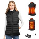 seenlast Heated Gilet Women, Heated Vest with 10000mah power bank, Heated Jacket with 4 Heat Zones,3 Heat Settings Lightweight Heated Body Warmer for Outdoor Camping Riding Hiking, Machine Washable