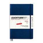 LEUCHTTURM1917 367576 Monthly Planner & Notebook Paperback (B6+) 2024, 16 Months, Softcover, Navy, German