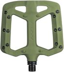 Funn Taipan Glass Fiber Reinforced Thermoplastic Bike Pedals with 9/16-inch CrMo Axles and Shin-Friendly Pins for MTB/BMX/Urban/Gravel Riding (Olive Green)