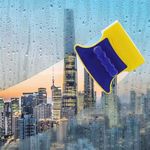 BUYERZONE Square Shape Double-Side Magnetic Window Glass Cleaner Wiper, Two Sided Wiper, Squeegee Washing Kit Equipment Household Cleaner Doublefaced Washing Equipment - Multicolor (Multi1)