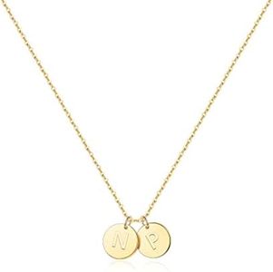 Two Initial Necklace for Women, 14K Gold Plated Dainty You and Her Initial Necklace Relationship Jewelry Mothers Day Valentines Gifts for Women Teen Mom Daughter Friend Sister Her Birthday, Stainless Steel, No Gemstone