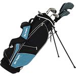 Ben Sayers Ladies/Youth M8 Golf Club Package Set | Includes 6 Lightweight Graphite Shaft Clubs | Complete with 6-Way Divider Top Stand Bag | Sky Blue