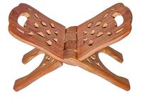 H.A.A. HANDICRAFTS Handmade & Handcraft Sheesham Wooden Book Holder Display Stand Folding Religious Prayer Free Reading Stand with Intricate Carvings, Rehal for Religious Holy Books - Size (12 Inch)