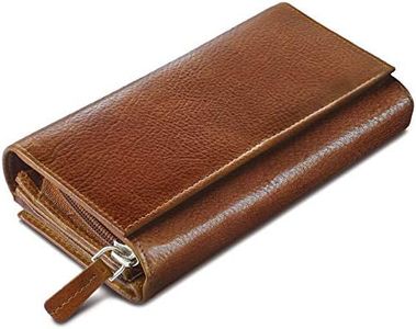 ROYALZ portafoglio vera pelle donna portamoneta grande capiente porta carte credito 18 scomparti bloccaggio protezione RFID etui lungo, Colore:Texas marrone