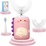 KAQINWX Kids Electric Toothbrushes, U Shaped Toddler Toothbrush, Panda Ultrasonic Kids Toothbrush with Smart Timer, 3 Brush Heads Replacement, 3 Clean Modes (Dinosaur-Pink)