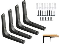 SAYAYO 4 PCS Iron Wall Shelf Bracket, 4 x 4 Inch Heavy Duty Shelf Support Bracket Decorative Joint Angle Bracket, Matte Black