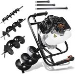 DC HOUSE 52cc 2.4HP Gas Powered Post Hole Digger with 3 Earth Auger Drill Bit 6"10”12"+ Extention Kit | Multi-Package Shipping