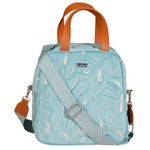 Nestasia Quilted Velvet Quilted & Embroidered 3-Layer Insulated Stylish Lunch Bag For Women & Men | With Adaptable Shoulder Strap | Fits 1 Litre Bottle | Light Blue, 10 liter