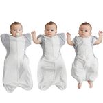 Transition Swaddle, Baby Swaddle 3-6 Months 12-18 lb, Arms In/Out Swaddle Sleep Sack with 2-Way Zipper Moisture-Wicking Fabric, Improves Sleep Snug Fit Helps Calm Startle Reflex