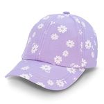Jan & Jul Sun Hat for Girls 50+ UPF Adjustable Toddler Baseball Cap (Purple Daisy, L)