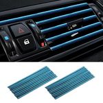 AVMPHD 10 Pack Car Auto Air Conditioner Vent Outlet Trim Strip, Car A/C Vent Outlet Trim Chrome PVC, Car Interior Trim Strip Line, Universal Waterproof Bendable Air Vent Outlet Trim Decoration (Blue)