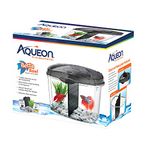 AQUEON AQE01216 Betta Fish Bowl Kit for Pets, Black, .5 Gallon