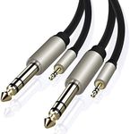 GearIT (2-Pack 1/4 to 1/8 inch (6.35mm Male TRS Mono to 3.5mm Male Cable) 15 Feet