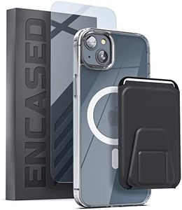 Encased Magnetic Wallet Case Set - Designed for iPhone 14 Case with Kickstand Card Holder and Screen Protector - Compatible with MagSafe (Crystal Clear)