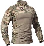 CARWORNIC Men's Tactical Military Combat Shirt Long Sleeve Camo T Shirt