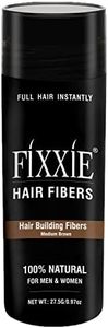 FIXXIE Hair Fibres MEDIUM BROWN for Thinning Hair 27.5g Bottle, Hair Fibre Concealer for Hair Loss for Men and Women, Naturally Thicker Looking Hair with Keratin Hair Fibers.