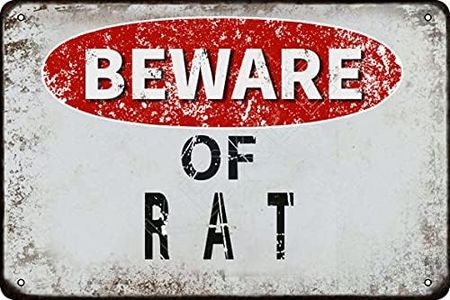 Beware of Rat vintage Metal Tin Sign Retro Funny Tin Sign For Wall Decor—8" x 12"—Rat