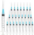 100 Pack 3ml Syringes with Needle 23G 1” and Cap, Sterile Luer Lock Syringe Individually Packaged for Labs, Liquid Measuring, Pets,Oil, Glue