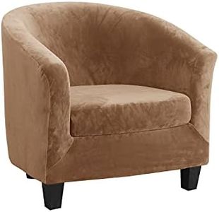 Topchances 2 Pieces Tub Club Chair Covers,High Stretch Armchair Sofa Slipcover with Cushion Cover, Velvet Furniture Protector Soft Couch Covers for Dining Living Room Office Reception