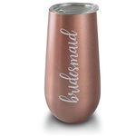 6 oz Rose Gold Stemless Champagne Flutes with Lid - Bridesmaid Champagne Flutes – Bridesmaid Tumbler – Bridesmaid Champagne Glasses - Bridesmaid Wine Glass - Bridesmaid Cups - Bachelorette Party Cups