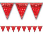 Beistle 57720 Bandana Pennant Banner, Plastic, red