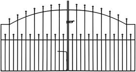 Manor Arched Ball Top Driveway Gates 3658mm (12ft) GAP x 1220mm High galvanised wrought iron dual swing metal gate MAZP25