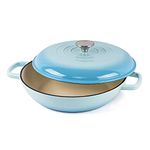 AILIBOO Enameled Cast Iron Dutch Oven,3 Quart Dutch Oven Pot with Lid, Round Dutch Oven Cast Iron Pot with Non Stick Enamel Coating for Bread Baking, Graduated Blue Dutch Oven for Kitchen