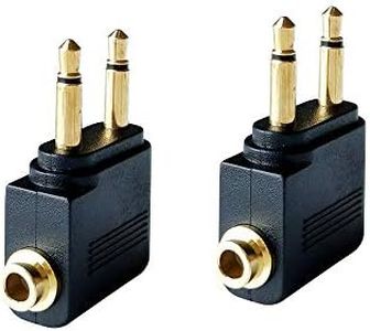 Audio Airplane Adapters Dual 3.5mm Male to 3.5mm Female Airline Flight Headphone Adapters Gold Plated (2 Pack)