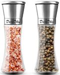 DnayDkiy Premium Salt and Pepper Grinder Set - Easy Clean, Adjustable Coarse Mills - Refillable Spice Grinder, Set of 2 - Includes Brushes and Silicone Funnels