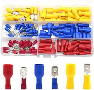 Hocansen 120 Pieces Spade Connectors 22-16 16-14 12-10 AWG Insulated Crimp Terminal Connectors Male and Female Wire Connectors Kit（Colour/PS
