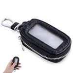 Leather Car Key Fob Cover Pouch, Universal Auto Smart Key Fob Case Bag with Zipper Portable Car Remote Protector Key Holder for Keychain