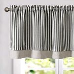 jinchan Striped Valance Curtain Blackout Kitchen Valance for Windows Pinstripe Valance for Living Room 18 Inch Double Layer Farmhouse Window Valance Overlay Valance Rod Pocket 1 Panel Black on Beige