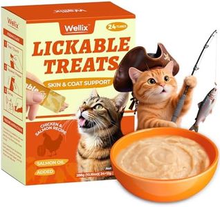 Wellix Lickable Squeeze Up Cat Treats - Salmon Oil Flavor with Chicken Kitten Snacks(24 Count) - Cats Tube Treats for Joint Support & Healthy Skin