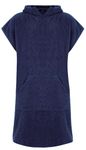 Adore Adults Hooded 100% Cotton Changing Robe with Pocket Beach Terry Towelling Poncho Towel Swimming Surf, L/XL, Navy